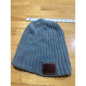 Love Your Melon Beanie Teal Pink Marled Ribbed Knit Cotton USA Leather Patch Hat